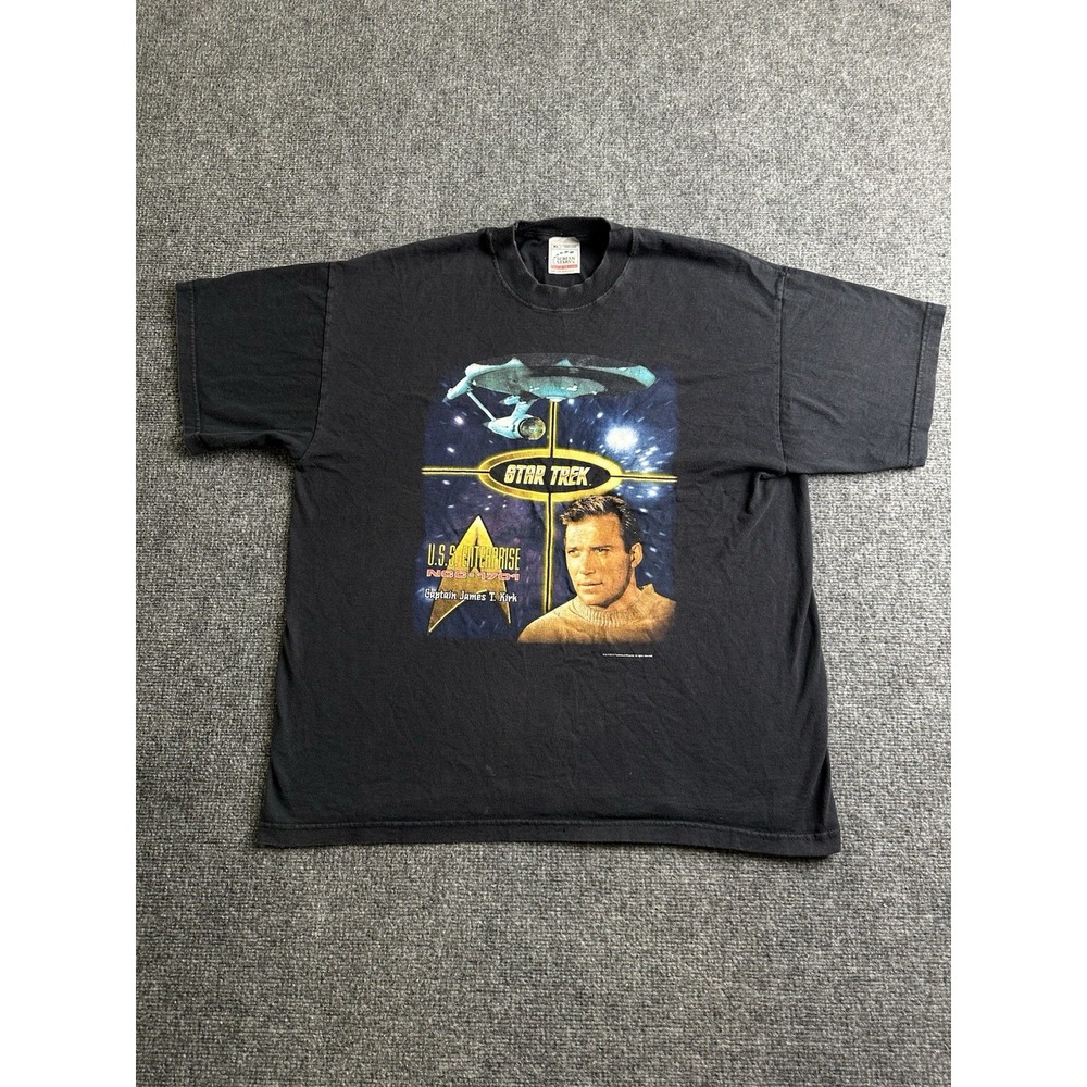 Men's 2000 Star Trek USS Enterprise Captain Kirk T Shirt, Size XL